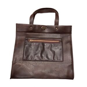 Vintage 1970s Brown Vinyl Fashion Tote
